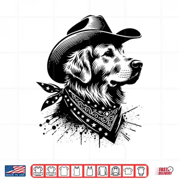 Design Golden Retriever Cowboy Vintage Western Dog Lover Shirt
