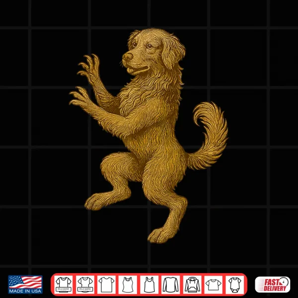 Design Golden Retriever Crest Renaissance Heraldic Medieval Dog Shirt