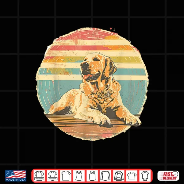 Design Golden Retriever Distressed Retro Sun Dog Lover Shirt