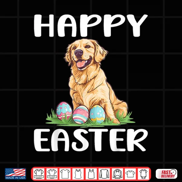 Design Golden Retriever Dog Breed Happy Easter Professional Graphic Shirt