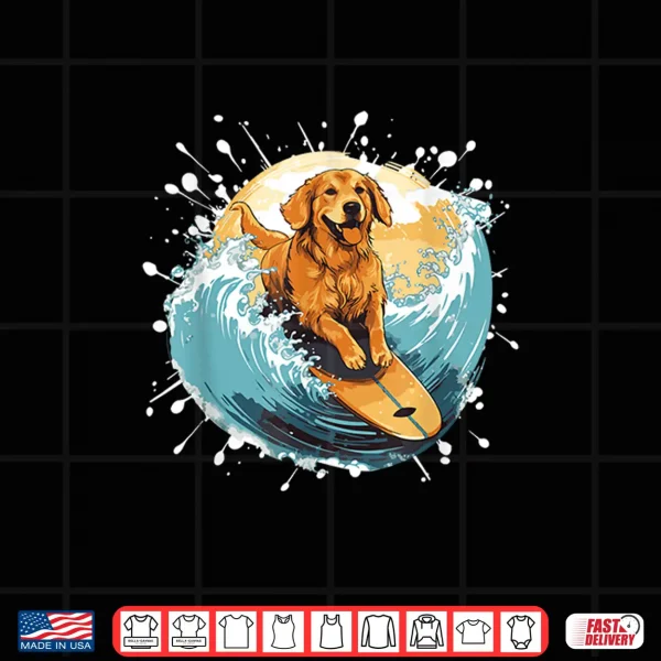 Design Golden Retriever Dog On Surfboard Surfing Shirt