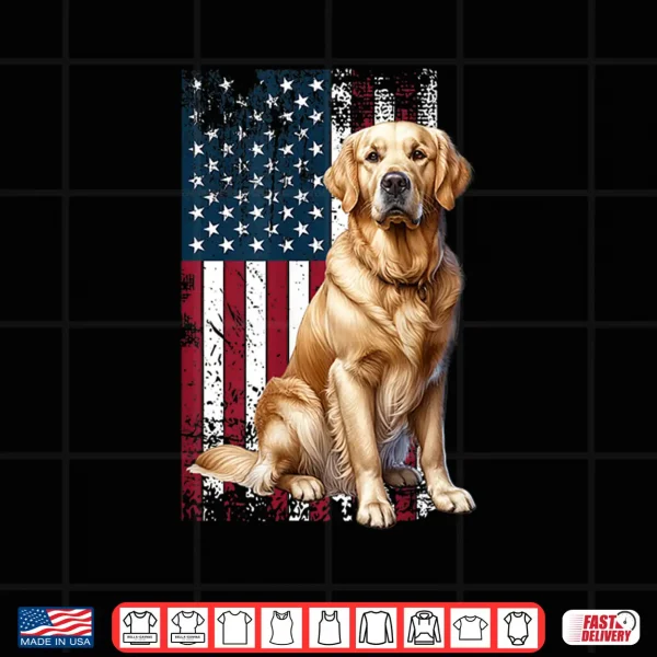 Design Golden Retriever Dog Owner USA Flag Shirt
