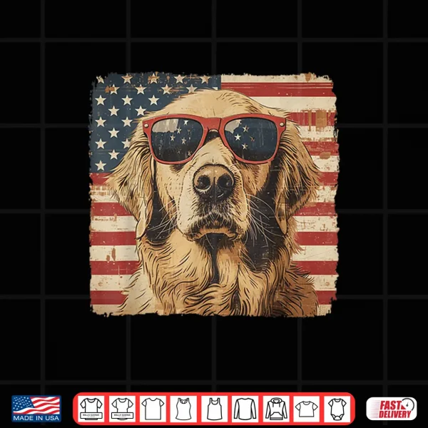 Design Golden Retriever Dog Patriotic Fourth Of July Professional Graphic Shirt