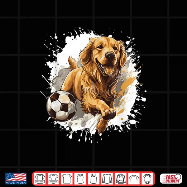 Design Golden Retriever Dog Playing Soccer Sports Team Animal Shirt