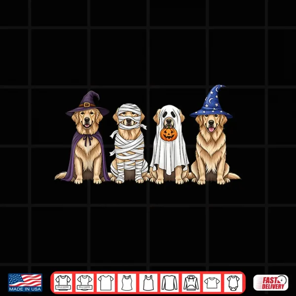 Design Golden Retriever Dog Witch Mummy Ghost Boo Costume Halloween Shirt