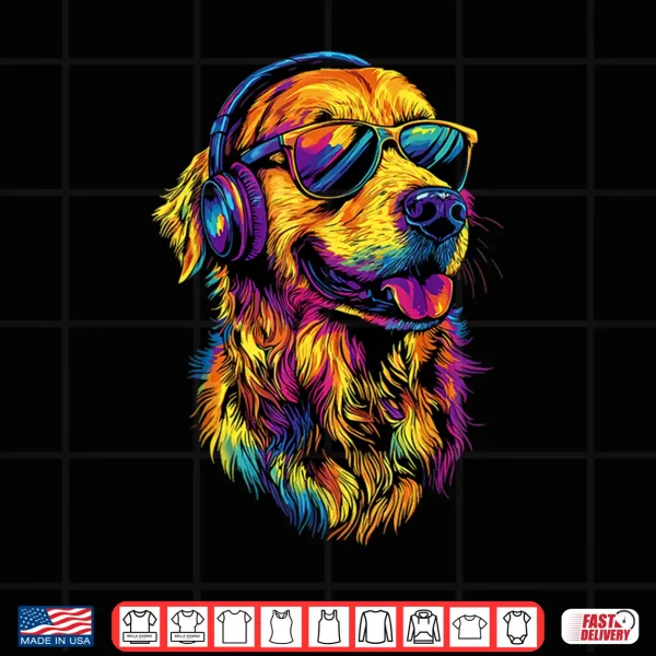 Design Golden Retriever Dog with Sunglasses I Love Golden Retriever Shirt