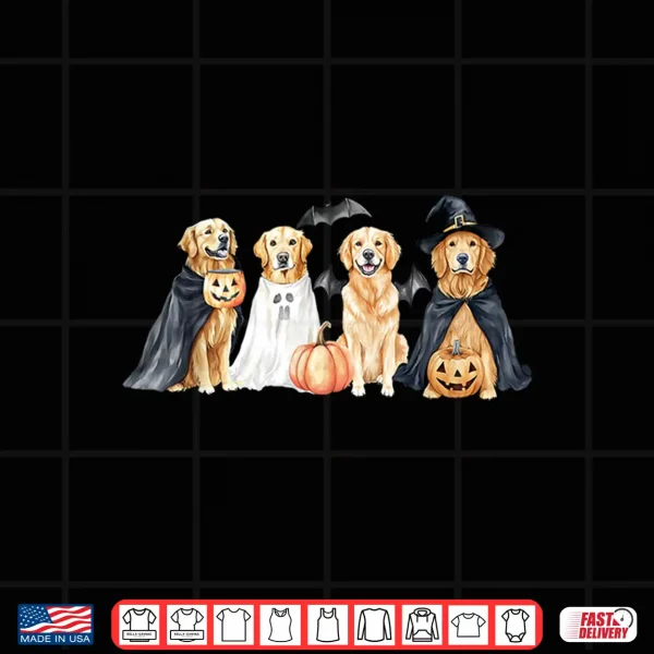 Design Golden Retriever Dogs Ghost Boo Witch Costume Halloween Shirt