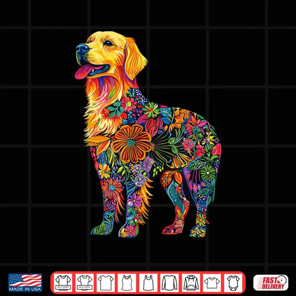 Design Golden Retriever Flower Shirt