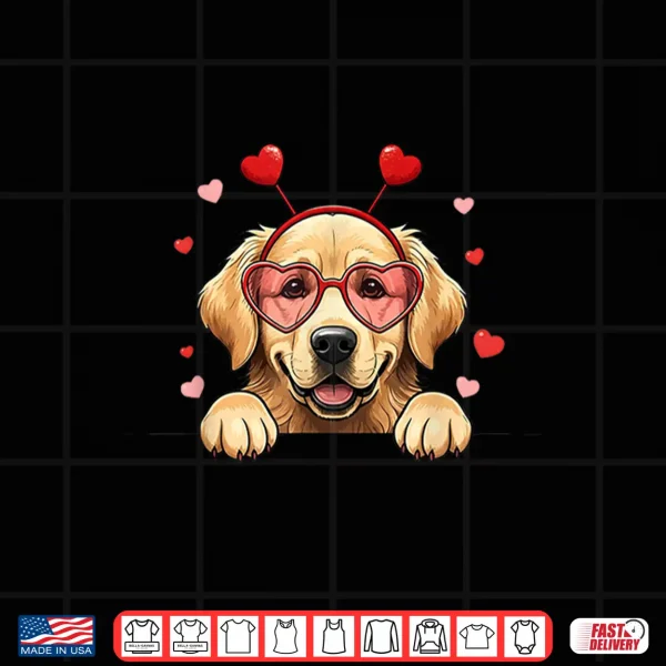 Design Golden Retriever Heart Headband Valentine Professional Graphic Shirt