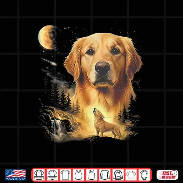 Design Golden Retriever Howling to The Moon Vintage Shirt