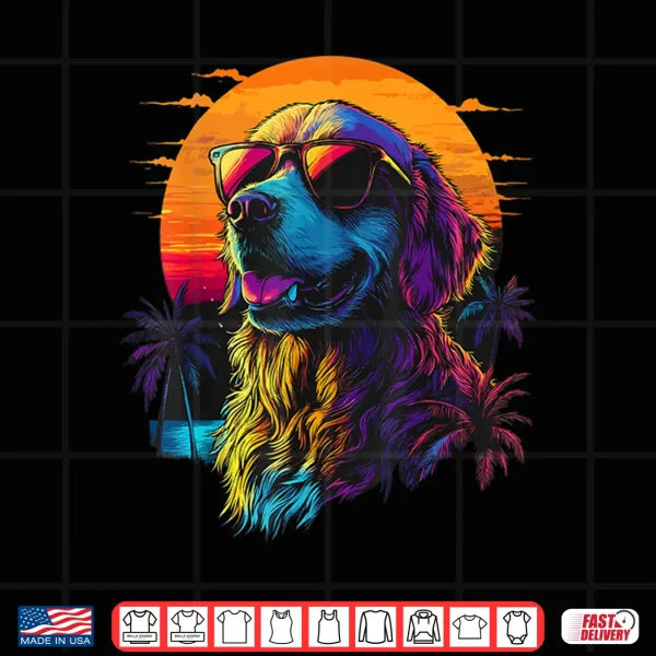 Design Golden Retriever Lovers Sunset Vintage Golden Retriever Shirt