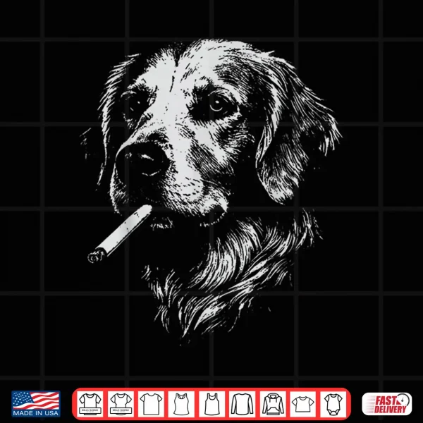Design Golden Retriever Meme Dog Smoking Cigarette Shirt