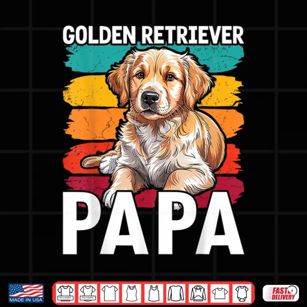 Design Golden Retriever Papa Fathers Day Dad Grandpa Shirt