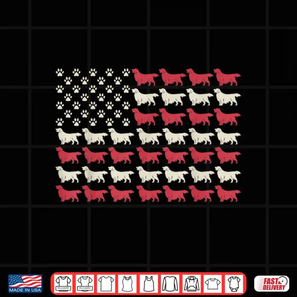 Design Golden Retriever Patriotic American Flag 4th Of July Dogs Shirt
