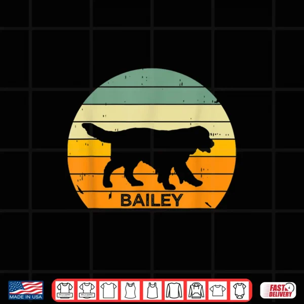 Design Golden Retriever Personalized Bailey Dog Name Vintage Sunset Shirt