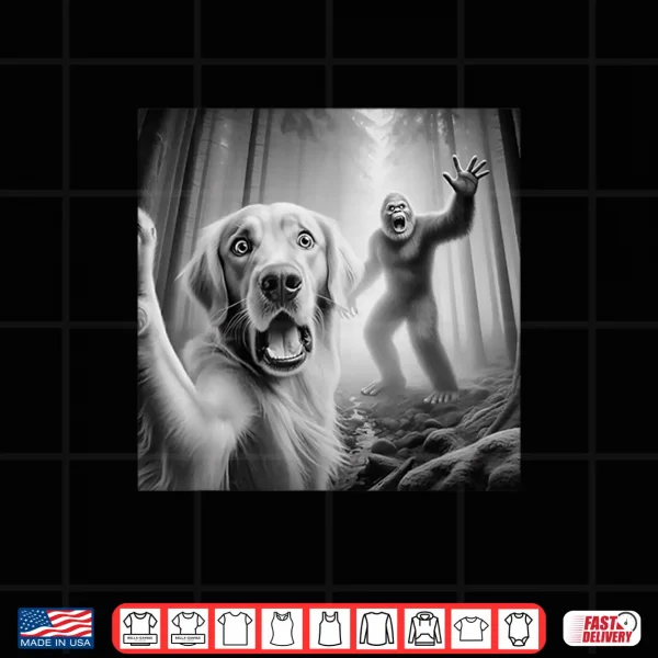 Design Golden Retriever Selfie With Bigfoot Sasquatch Shirt