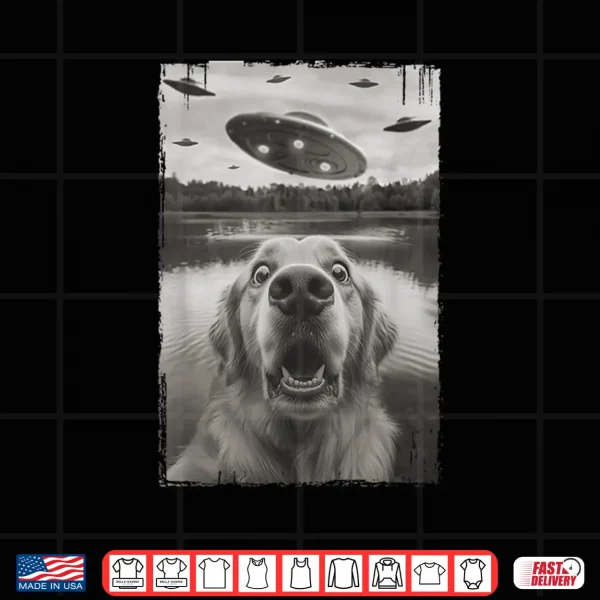Design Golden Retriever Selfie with UFO Funny Golden Retriever Shirt