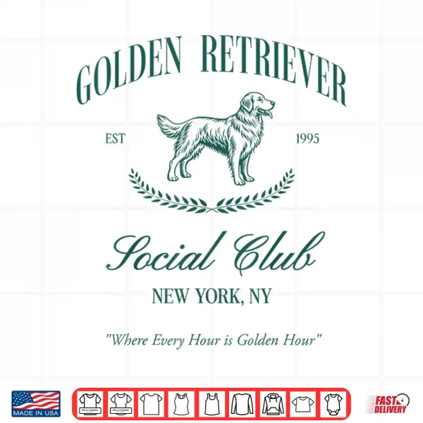 Design Golden Retriever Social Club Preppy Dog Mom Retro 80s 90s Shirt