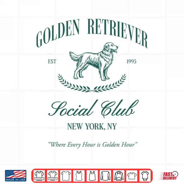 Design Golden Retriever Social Club Preppy Dog Mom Retro Eighties Nineties Shirt