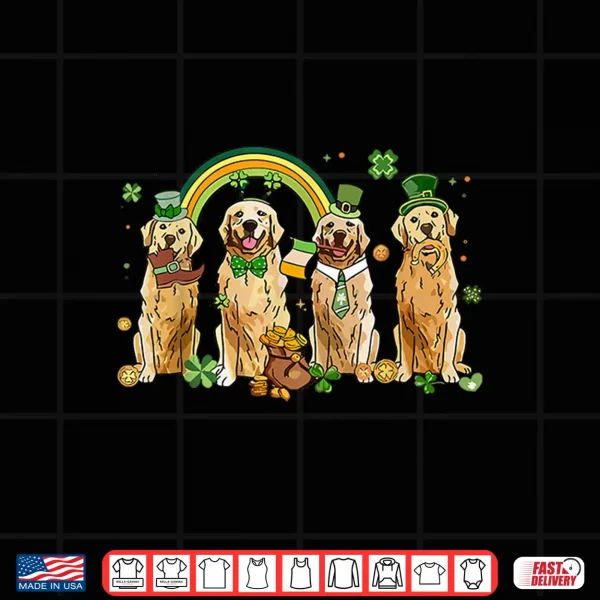Design Golden Retriever St Patricks Day Shamrock Golden Dog Mom Shirt