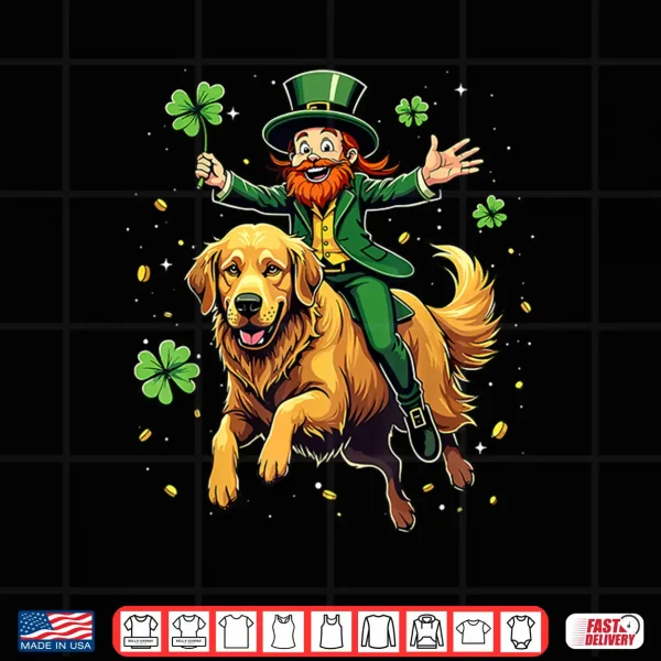 Design Golden Retriever St. Patricks Day Leprechaun Dog Shamrock Shirt
