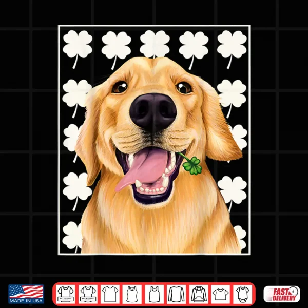 Design Golden Retriever St. Patricks day shirt with clovers