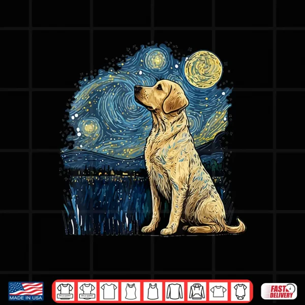 Design Golden Retriever Starry Night Van Gogh Golden Lab Shirt