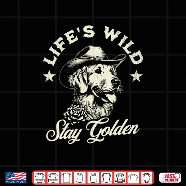Design Golden Retriever Tee for Men and Women Western Cowboy Dog Shirt