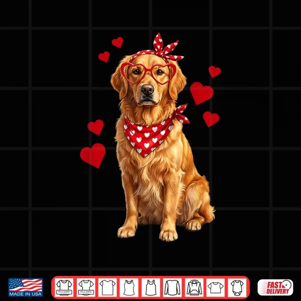 Design Golden Retriever Valentines Day Dog Lover Heart Shirt
