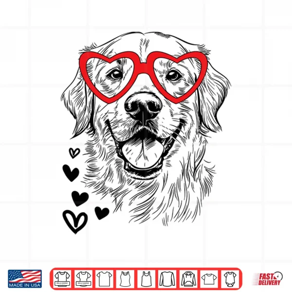 Design Golden Retriever Valentines Day Dog Pet Lover Shirt
