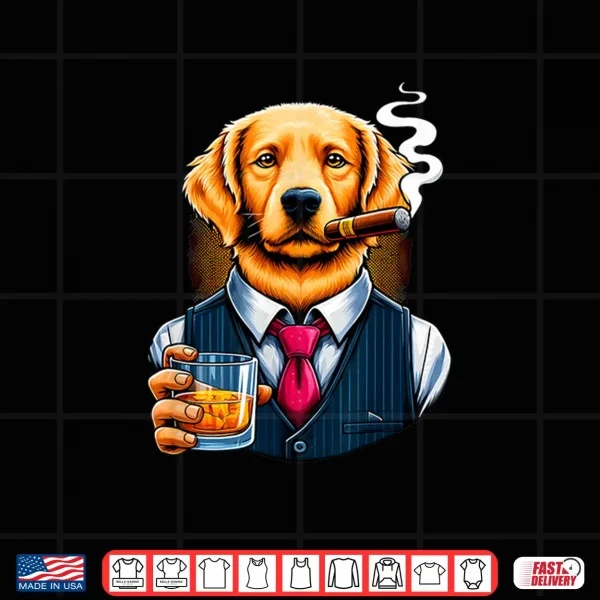 Design Golden Retriever dog Cigar And Whiskey Shirt