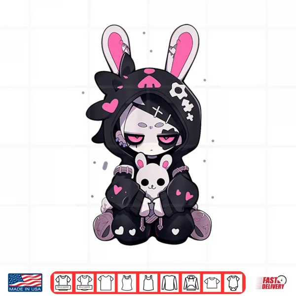 Design Goth Bunny Anime Girl Cute E Girl Gothic Outfit Grunge Shirt