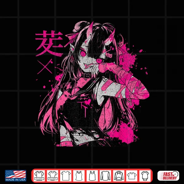 Design Goth Grunge Demon Anime Girl Waifu Horror Alt Aesthetic Shirt