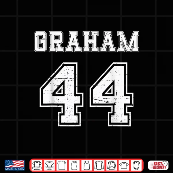 Design Graham Vintage Jersey Text Graphic Number 44 Shirt
