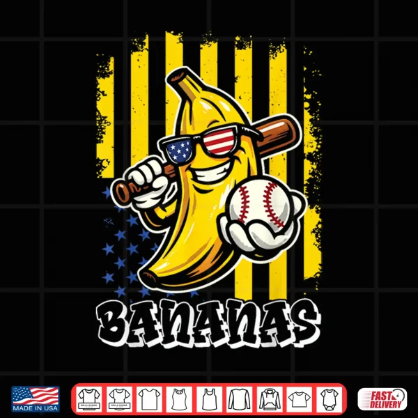 Design Graphic Banana Proud Name Retro American Flag Shirt