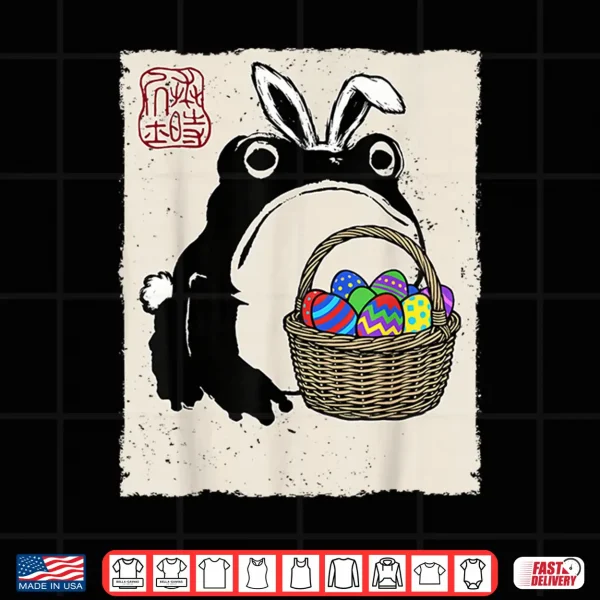 Design Grumpy Frog Funny Easter Bunny Anime Japanese Shirt