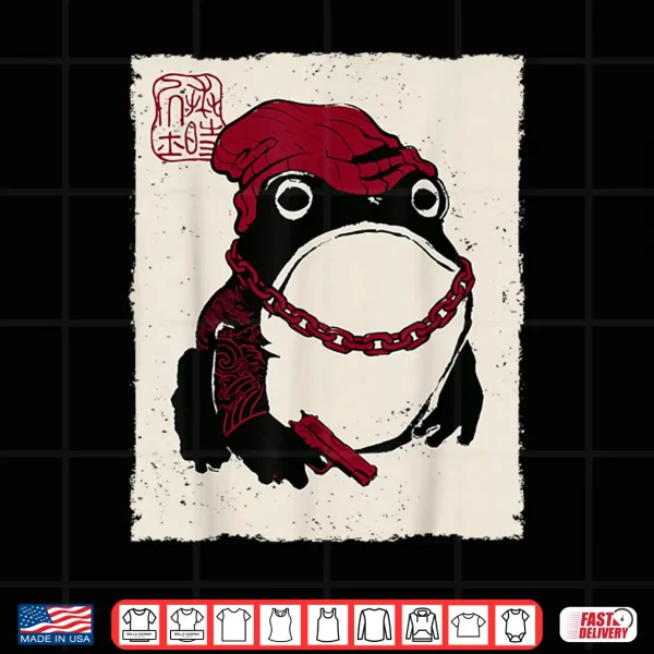 Design Grumpy Frog Funny Gangster Gang Anime Japanese Shirt