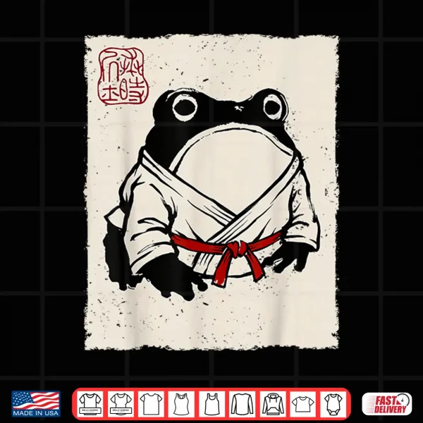 Design Grumpy Frog Funny Karate Judo MMA Jiu Jitsu Anime Japanese Shirt