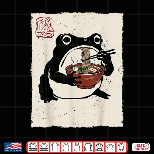 Design Grumpy Frog Funny Ramen Anime Japanese Shirt