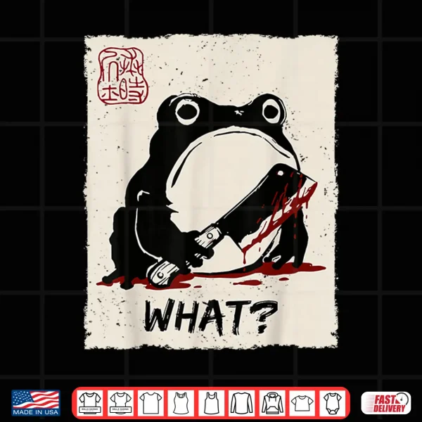 Design Grumpy Frog Funny What Creepy Frog Knife Anime Japanese Shirt 2
