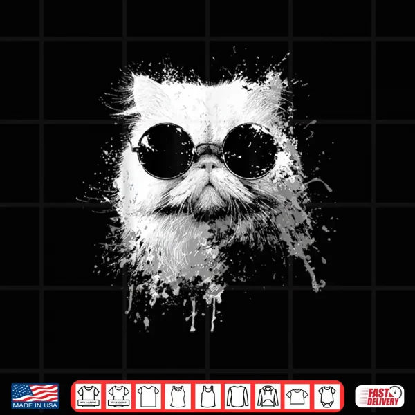 Design Grunge Style Hipster Persian Cat with Sunglasses Shirt