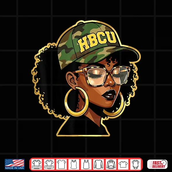 Design HBCU Pride Afro Girl Camo Black History Month Shirt