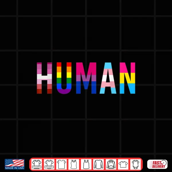 Design HUMAN LGBT Flag Gay Pride Month Transgender T Shirt