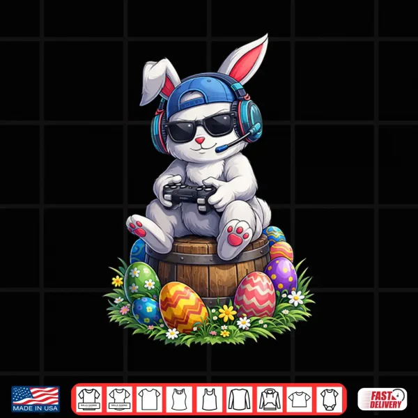 Design Happy Easter Day Shirts Bunny Egg Video Game Kids Mens Gamer Shirt
