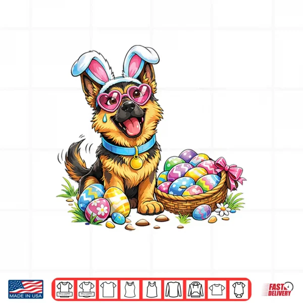 Design Happy German Shepherd Easter Bunny Dog Egg Hunt Shirt