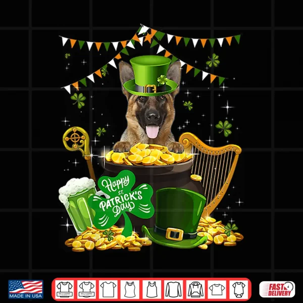 Design Happy St Patricks Irish German Shepherd Dog Cute Saint Shirt