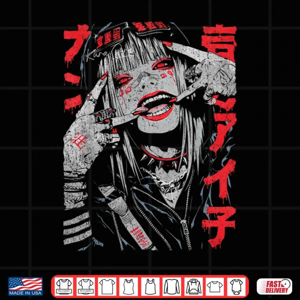 Design Harajuku Streetwear Cyberpunk Aesthetic Techwear Anime Manga Shirt