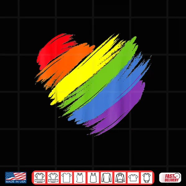 Design Heart Shape LGBT Gay Pride Month Flag Shirt