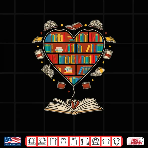 Heart Shape Librarian Themed Book Club Reading Book Lovers Shirt 4 Design Heart Shape Librarian Themed Book Club Reading Book Lovers Shirt