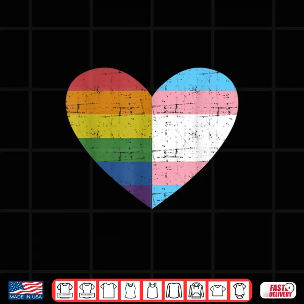 Design Heart With Rainbow And Transgender Flag For Pride Month Shirt